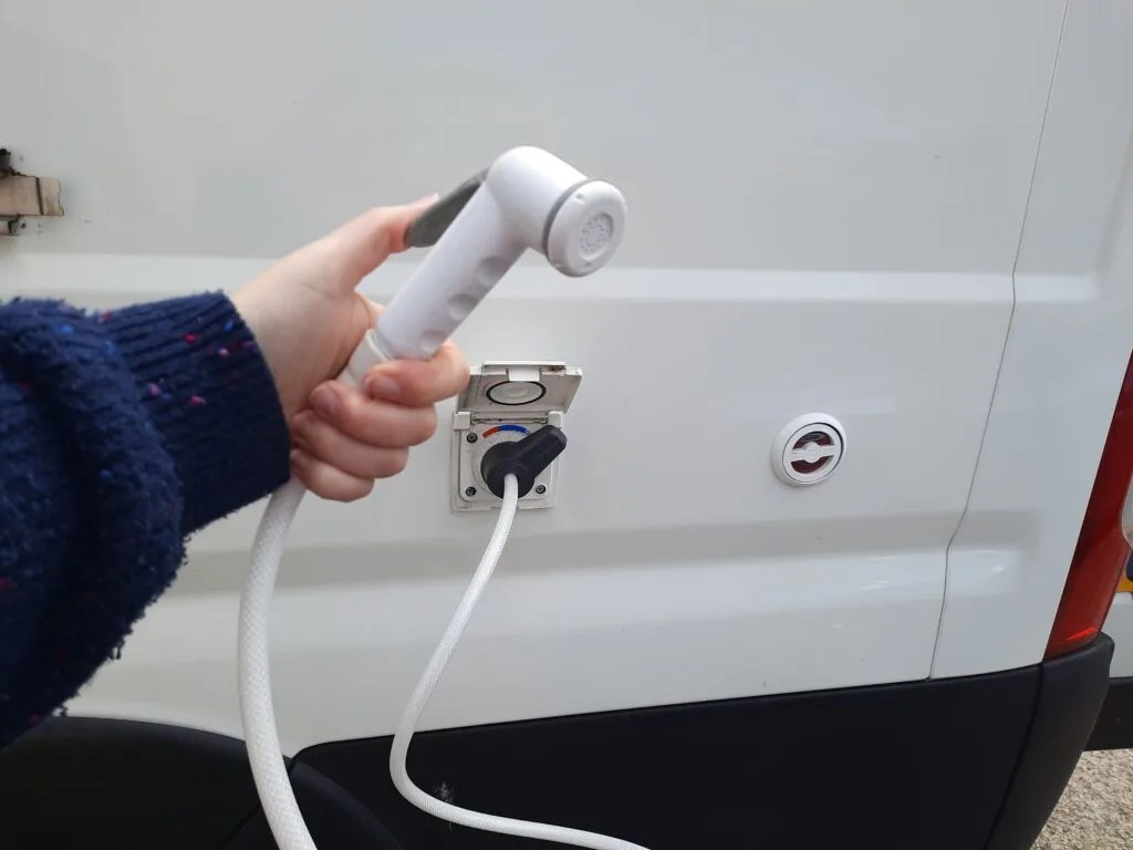 A campervan's electrical hookup connector